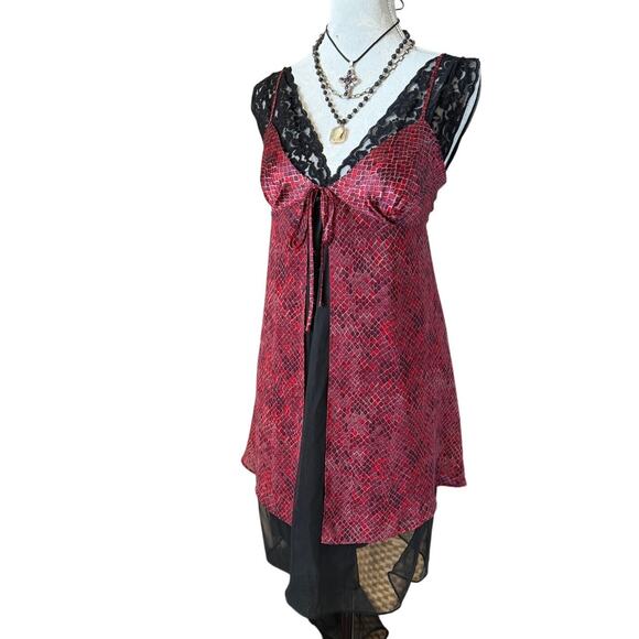 Victoria’s Secret Red Snakeskin Lace Slip Dress – Size Small - Picture 2 of 6